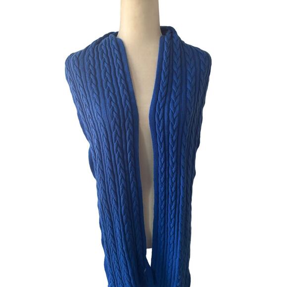 Talbots Royal Blue Lambswool Crochet Scarf - Picture 3 of 3